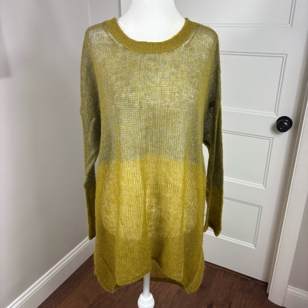 Eileen Fisher‎ Mohair Ombré Colorblock Lagenlook Sweater Size L